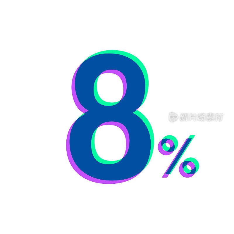 8% - 8%图标与两种颜色叠加在白色背景上